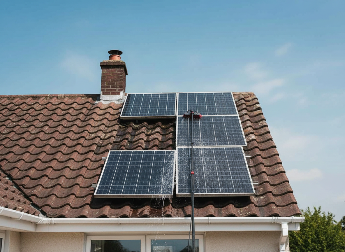 Solar panel cleaning in Dublin using a pure-water cleaning system