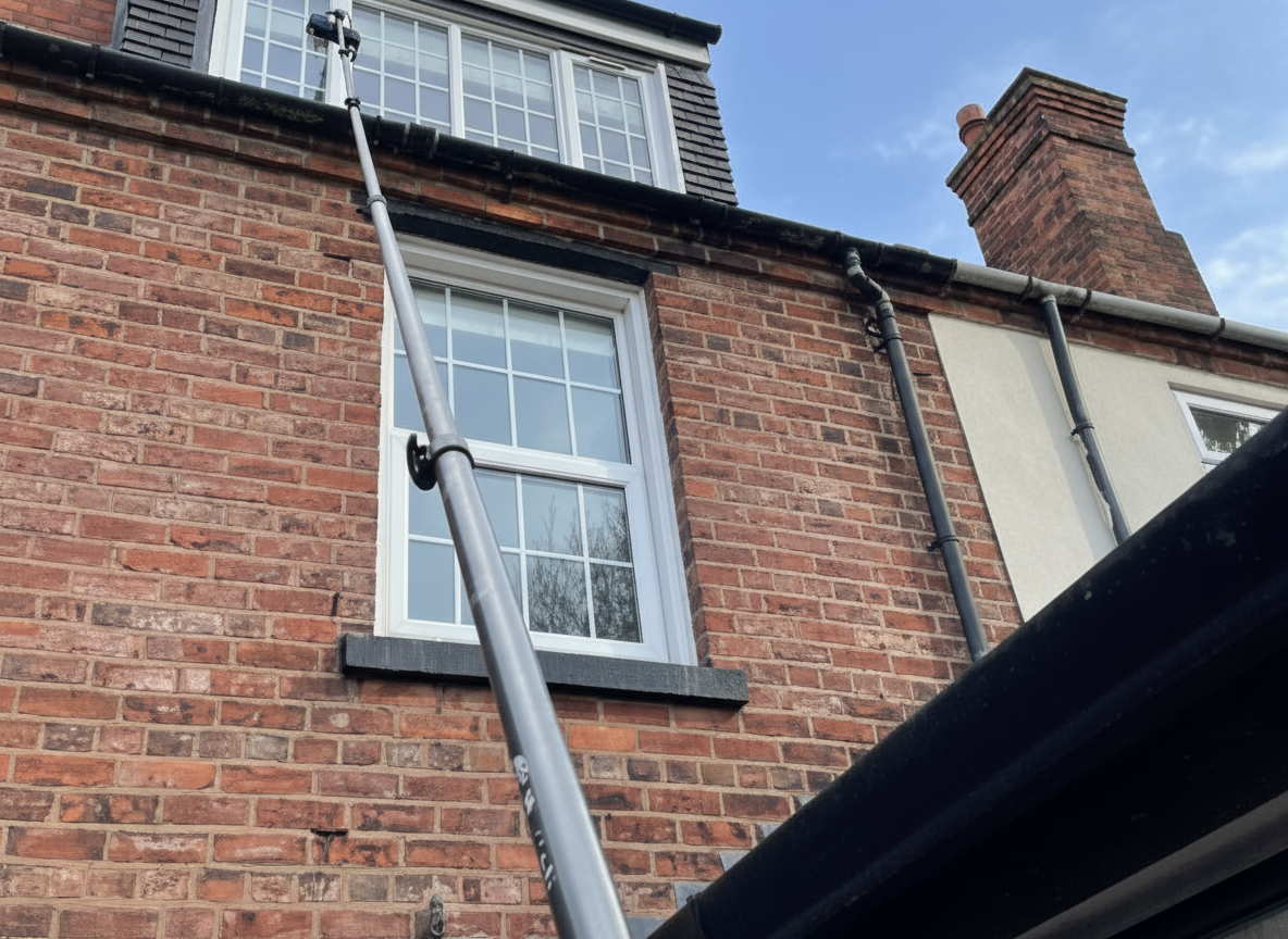 Window cleaning in Dublin using a pure-water pole system for streak-free results